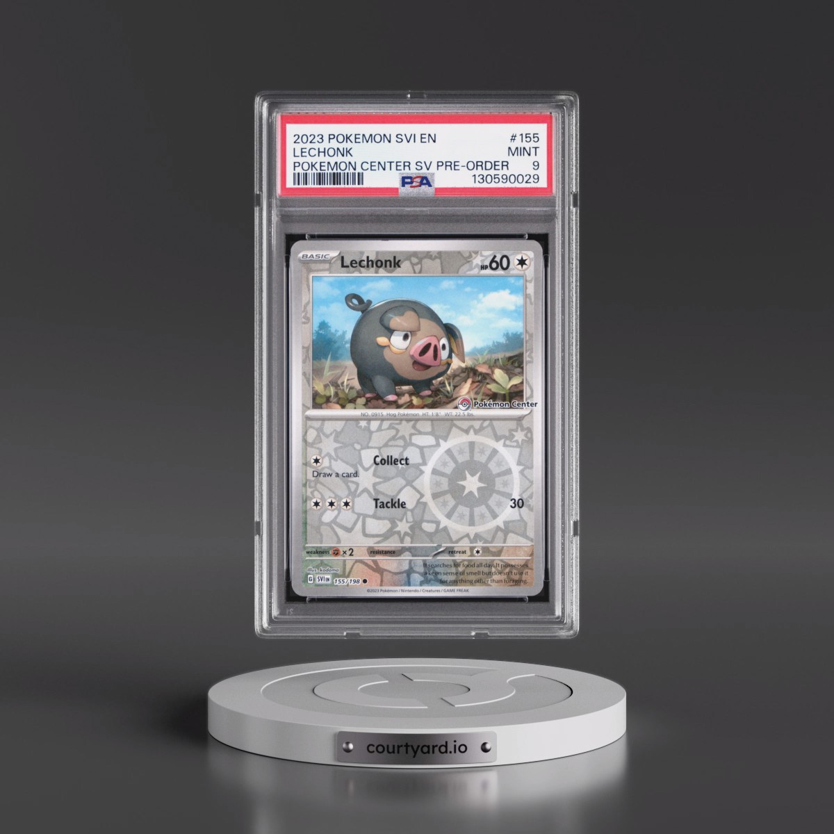 2023 Pokémon Svi EN-Scarlet & Violet #155 Lechonk - Pokemon Center Scarlet & Violet Pre-Order Promo (PSA 9 MINT)