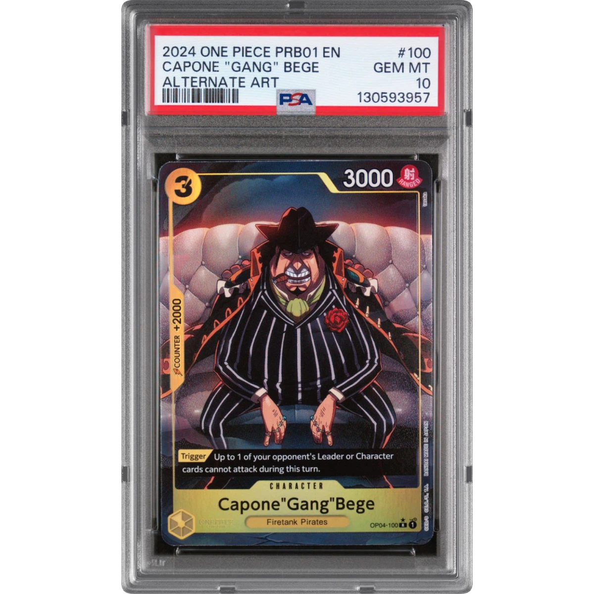 2024 One Piece PRB01-Premium Booster -One Piece Card the Best #100 Capone "Gang" Bege - Alternate Art (PSA 10 GEM MINT)