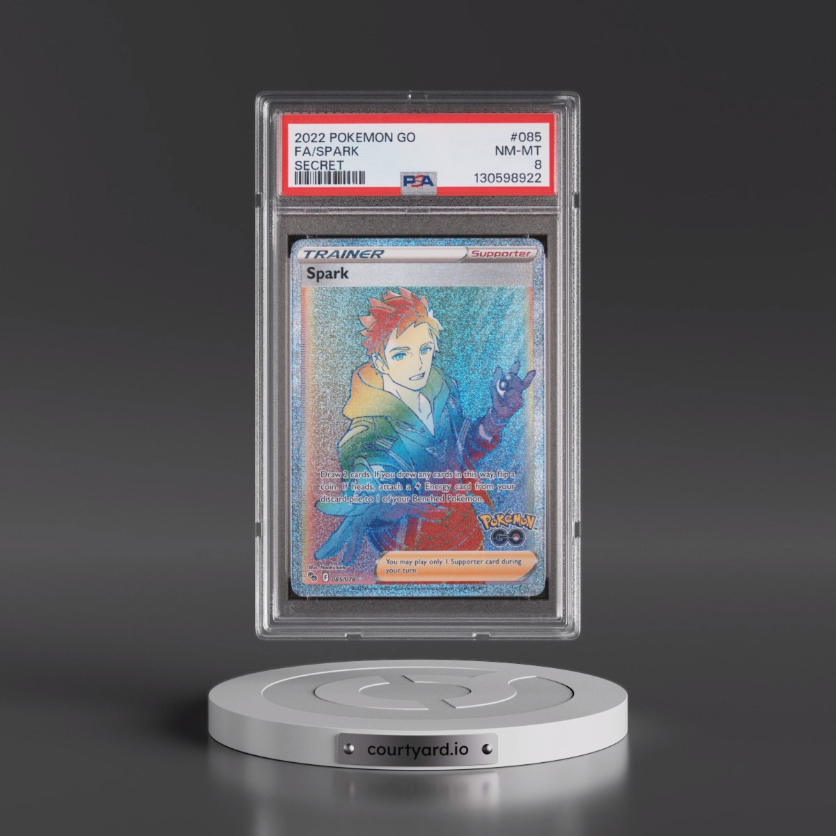 2022 Pokémon Go #085 Spark - Full Art Secret (PSA 8 NM-MT)