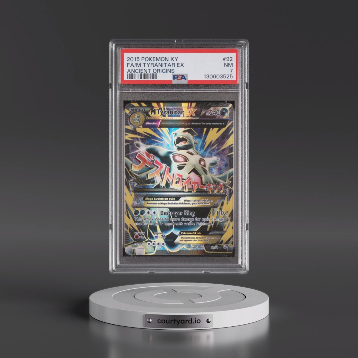 2015 Pokémon XY Ancient Origins #92 M Tyranitar EX - Holo Full Art (PSA 7 NM)