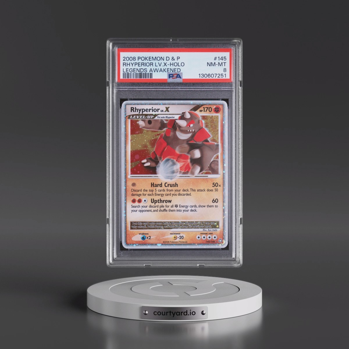2008 Pokémon Diamond & Pearl Legends Awakened #145 Rhyperior LV.X - Holo (PSA 8 NM-MT)