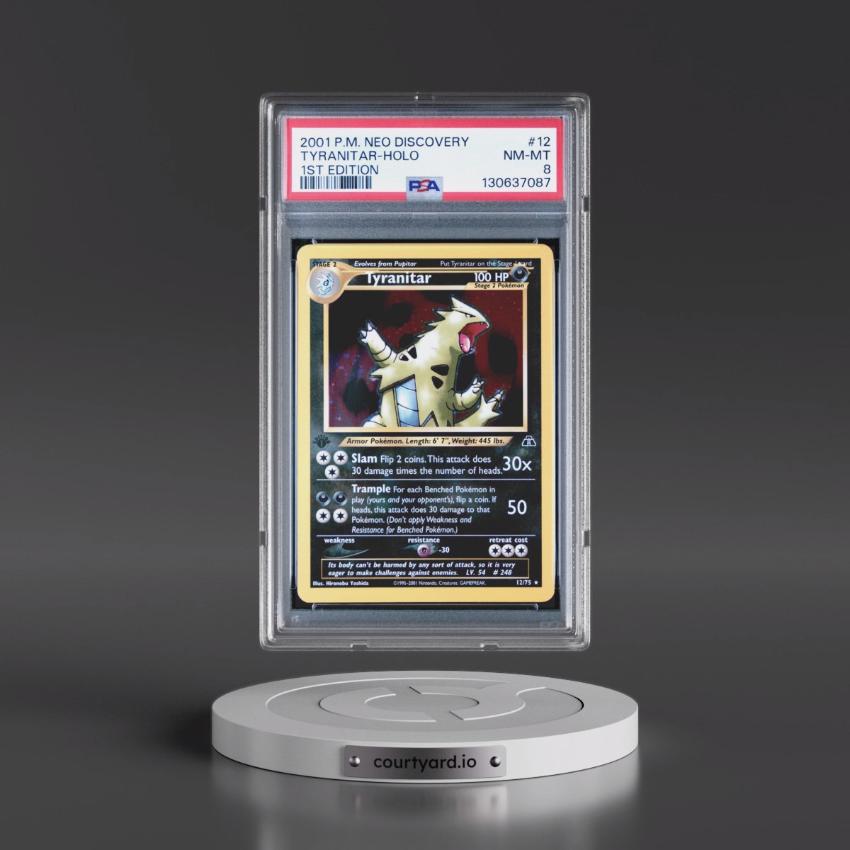 2001 Pokémon Neo Discovery #12 Tyranitar - 1st Edition Holo (PSA 8 NM-MT)