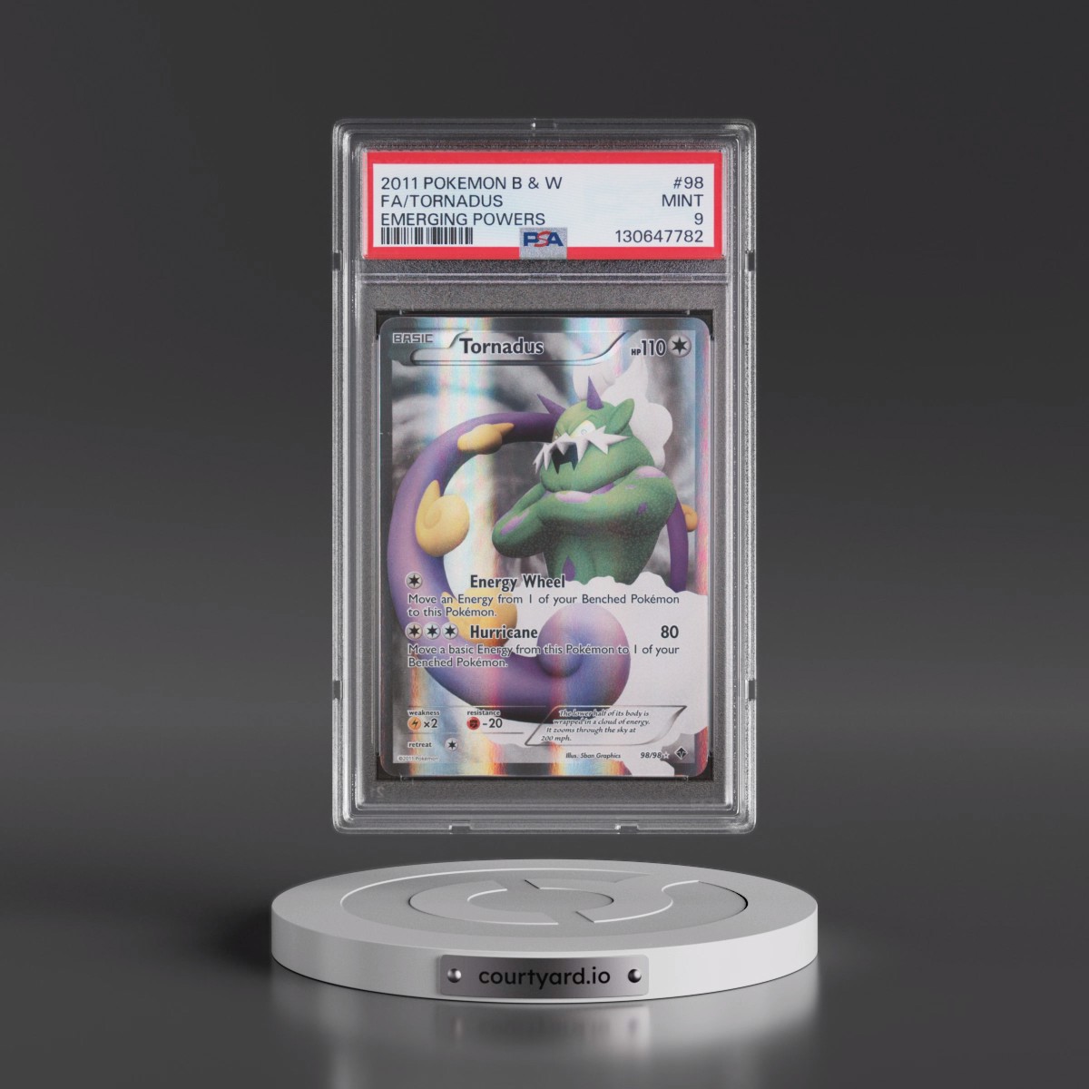 2011 Pokémon Black & White Emerging Powers #98 Tornadus - Full Art (PSA 9 MINT)