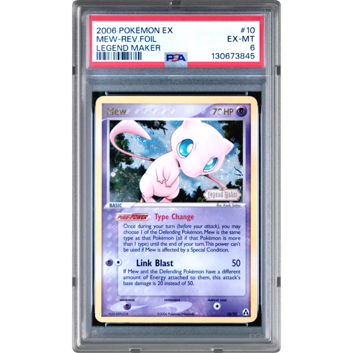 2006 Pokémon EX Legend Maker #10 Mew - Reverse Foil (PSA 6 EX-MT)
