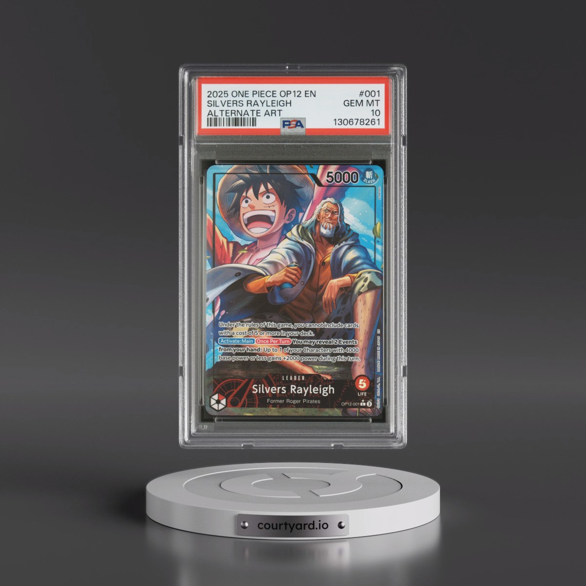 2025 One Piece OP12-Legacy of the Master #001 Silvers Rayleigh - Alternate Art (PSA 10 GEM MINT)