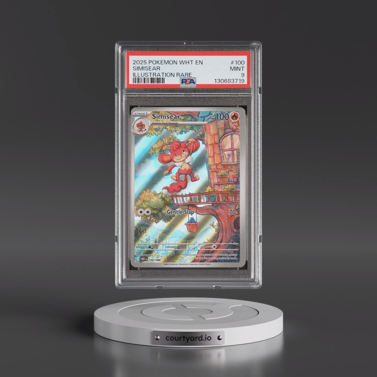 2025 Pokémon Wht EN-White Flare #100 Simisear - Illustration Rare (PSA 9 MINT)
