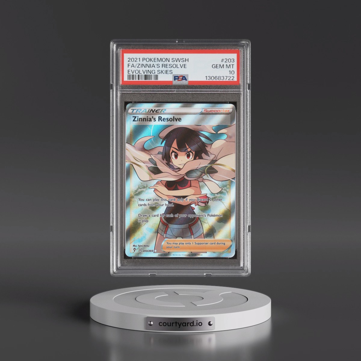 2021 Pokémon Sword & Shield Evolving Skies #203 Zinnia's Resolve - Full Art (PSA 10 GEM MINT)