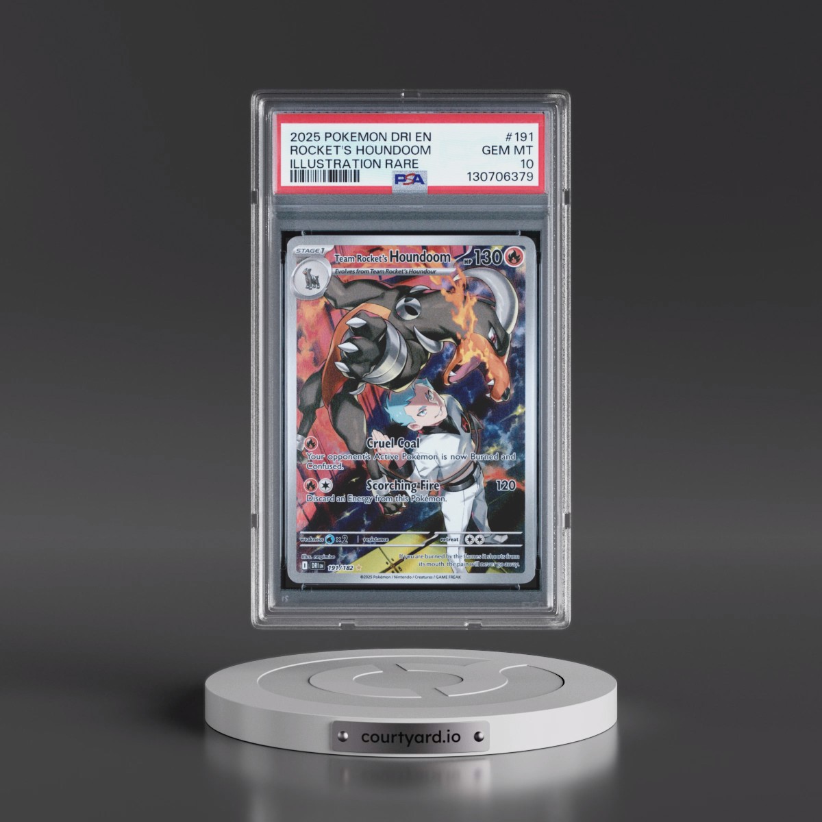 2025 Pokémon Dri EN-Destined Rivals #191 Team Rocket's Houndoom - Illustration Rare (PSA 10 GEM MINT)
