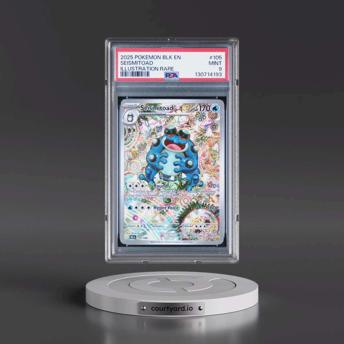 2025 Pokémon Blk EN-Black Bolt #105 Seismitoad - Illustration Rare (PSA 9 MINT)