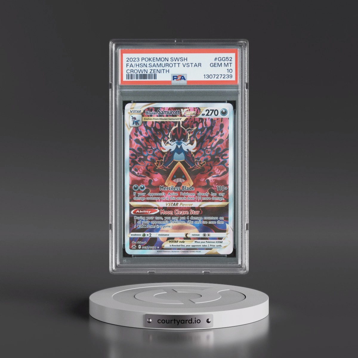 2023 Pokémon Sword and Shield Crown Zenith #GG52 Hisuian Samurott Vstar - Full Art (PSA 10 GEM MINT)
