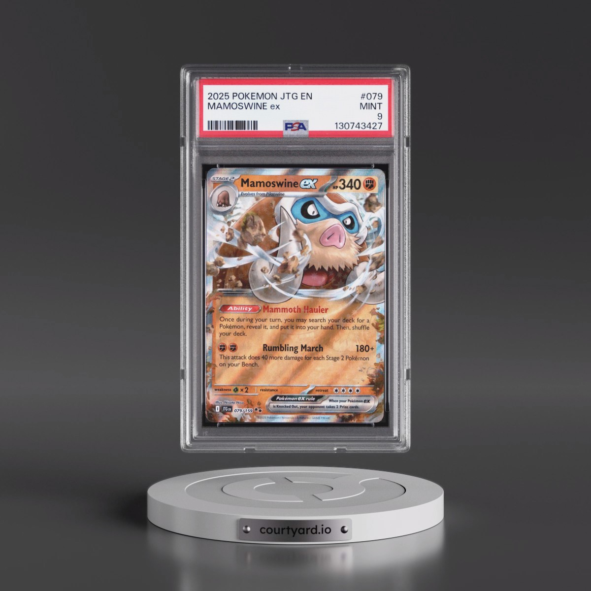 2025 Pokémon Jtg EN-Journey Together #079 Mamoswine EX - Holo (PSA 9 MINT)