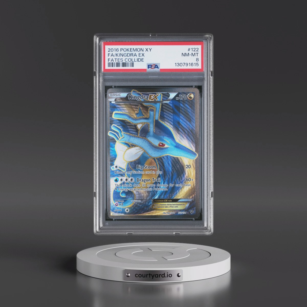 2016 Pokémon XY Fates Collide #122 Kingdra EX - Holo Full Art (PSA 8 NM-MT)