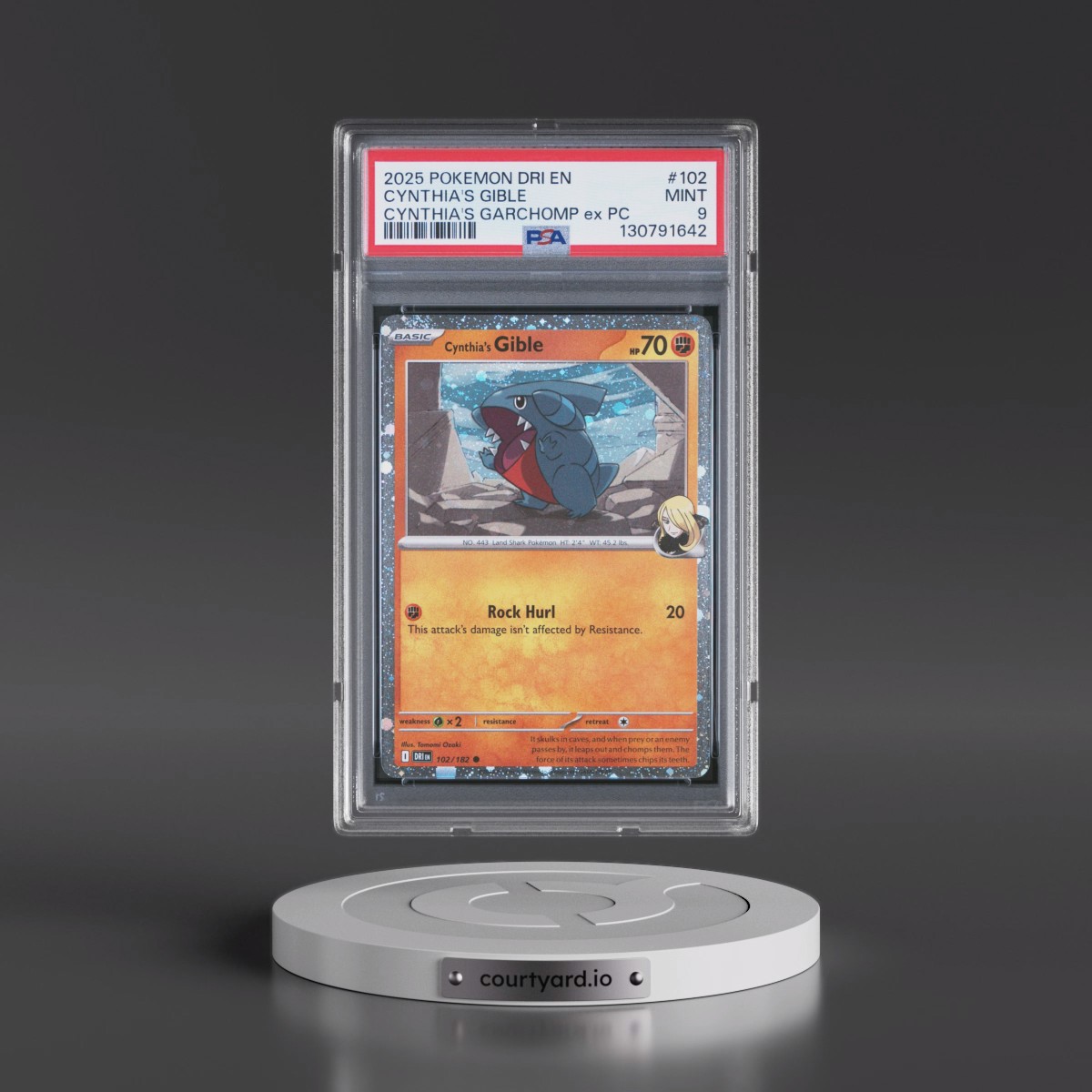 2025 Pokémon Dri EN-Destined Rivals #102 Cynthia's Gible - Cynthia's Garchomp EX Premium Collection (PSA 9 MINT)