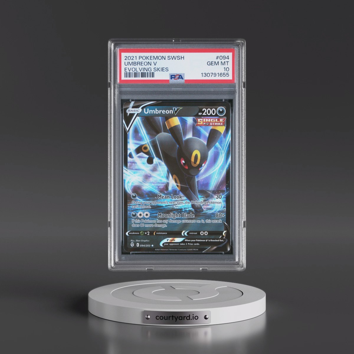2021 Pokémon Sword & Shield Evolving Skies #094 Umbreon V - Holo (PSA 10 GEM MINT)