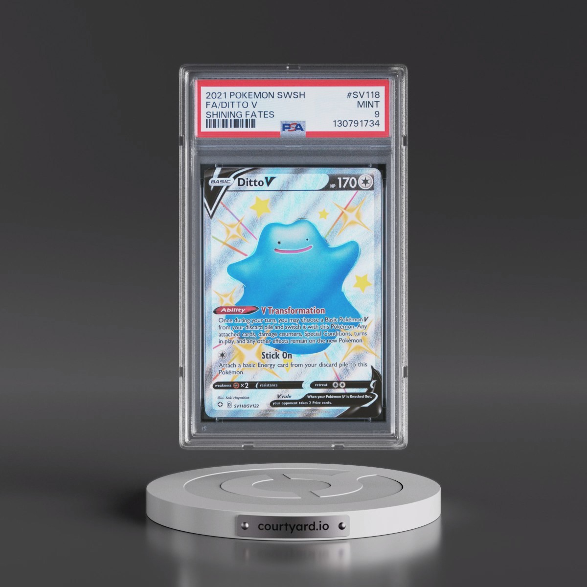 2021 Pokémon Sword & Shield Shining Fates #SV118 Ditto V - Holo Full Art (PSA 9 MINT)