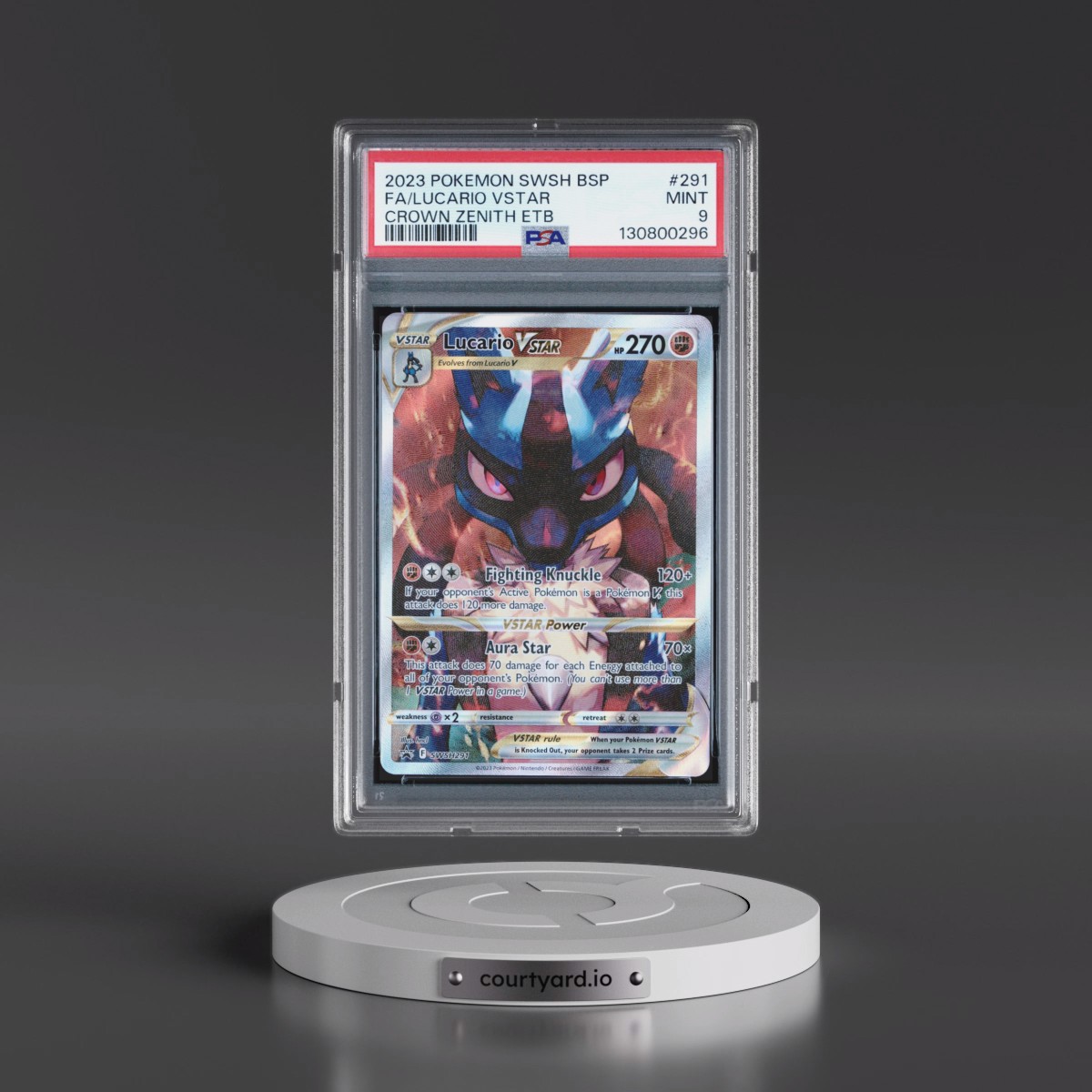 2023 Pokémon Swsh Black Star Promo #291 Lucario Vstar - Full Art Crown Zenith Elite Trainer Box (PSA 9 MINT)