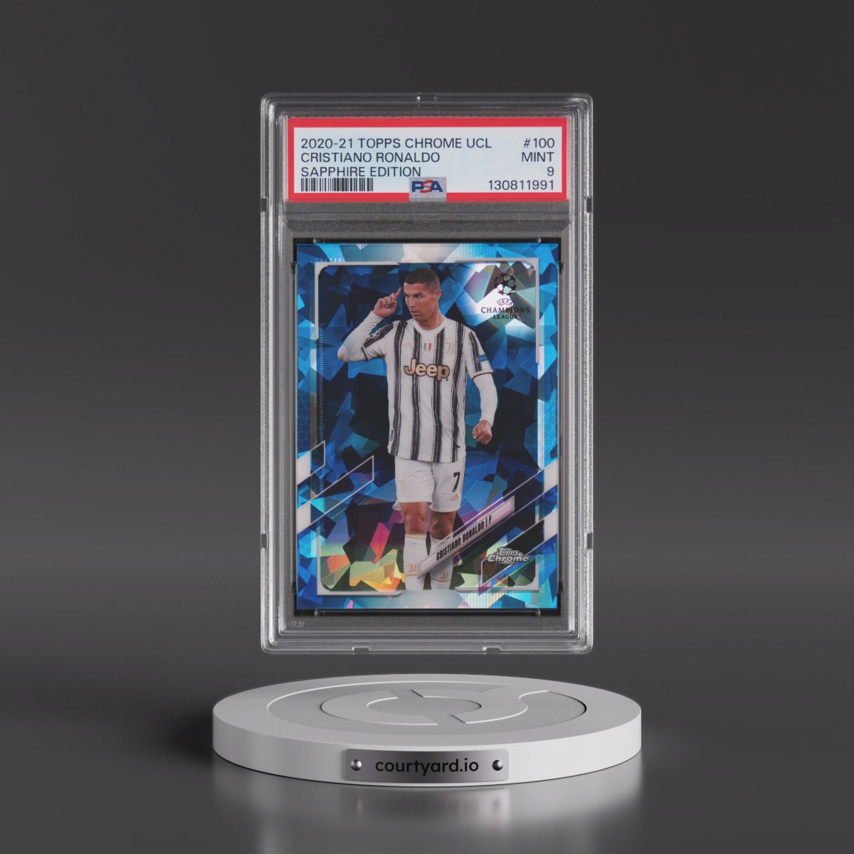 2020 Topps Chrome UEFA Champions League Sapphire Edition #100 Cristiano Ronaldo (PSA 9 MINT)