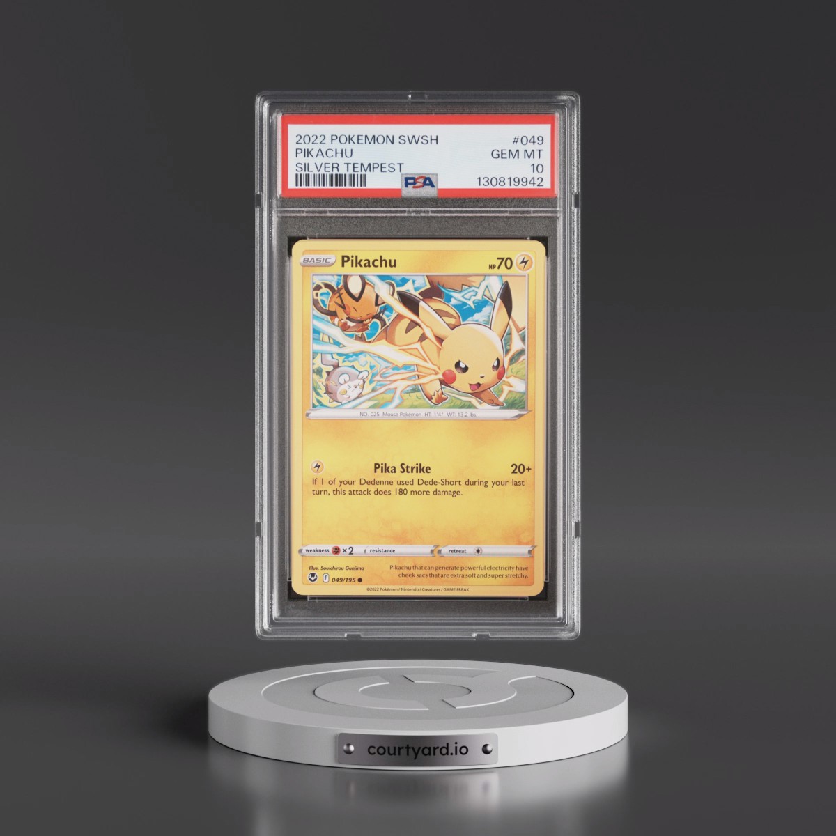 2022 Pokémon Sword & Shield Silver Tempest #049 Pikachu (PSA 10 GEM MINT)