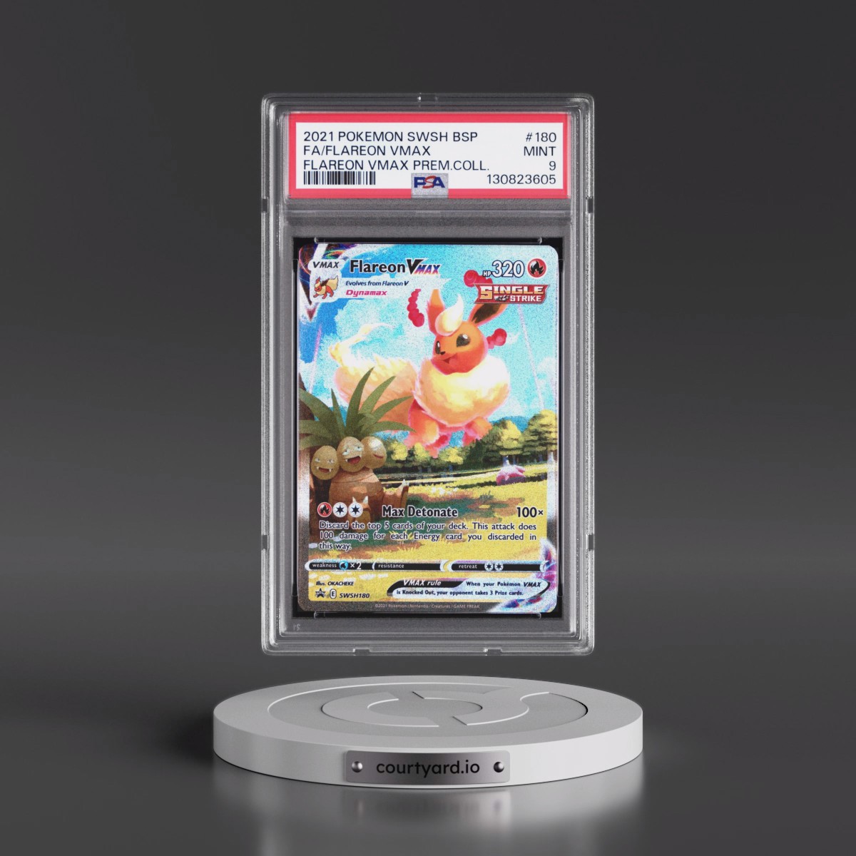 2021 Pokémon Swsh Black Star Promo #180 Flareon Vmax - Full Art Flareon Vmax Premium Collection (PSA 9 MINT)