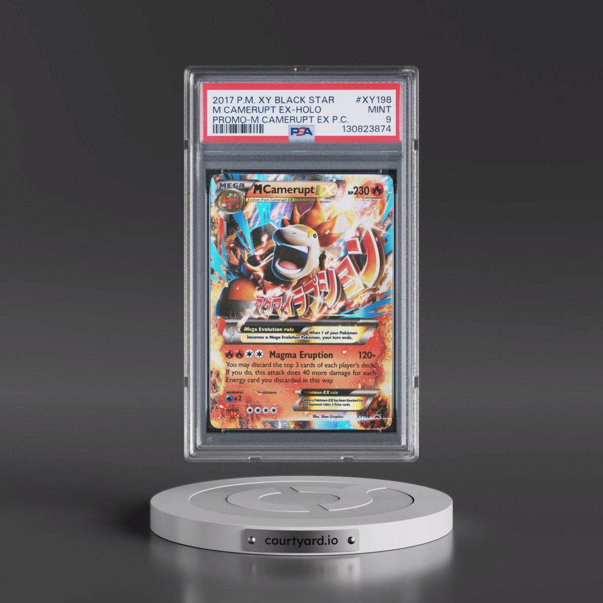 2017 Pokémon XY Black Star Promo #XY198 M Camerupt EX - Holo Holo Mega Camerupt EX Premium Collection (PSA 9 MINT)
