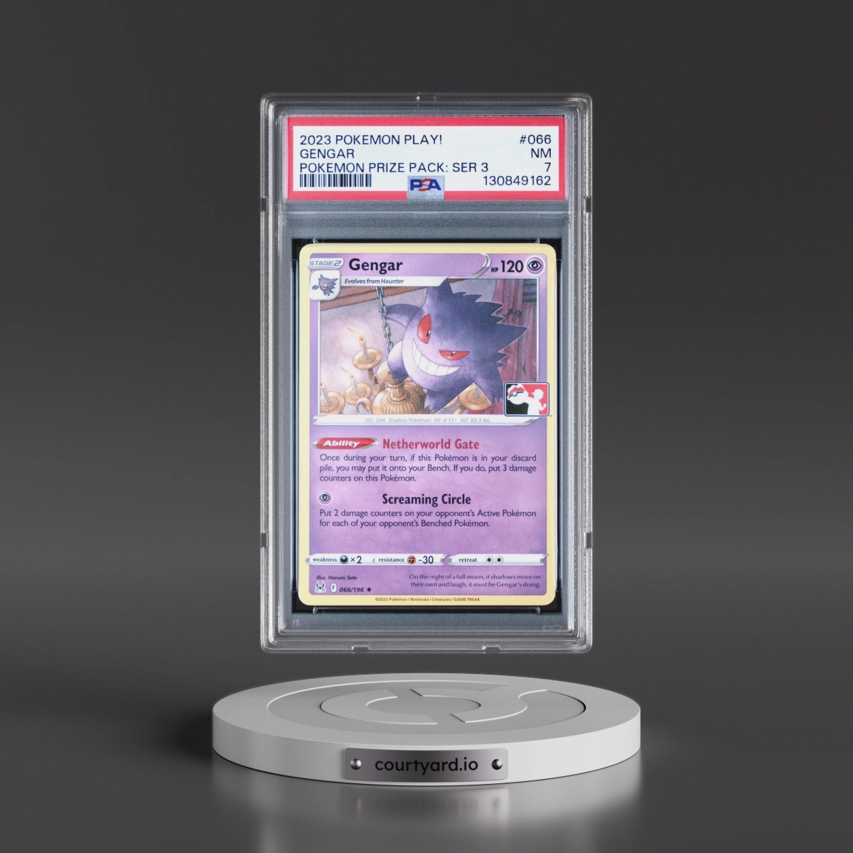 2023 Pokémon Play! Pokemon Prize Pack: Series 3 #066 Gengar (PSA 7 NM)