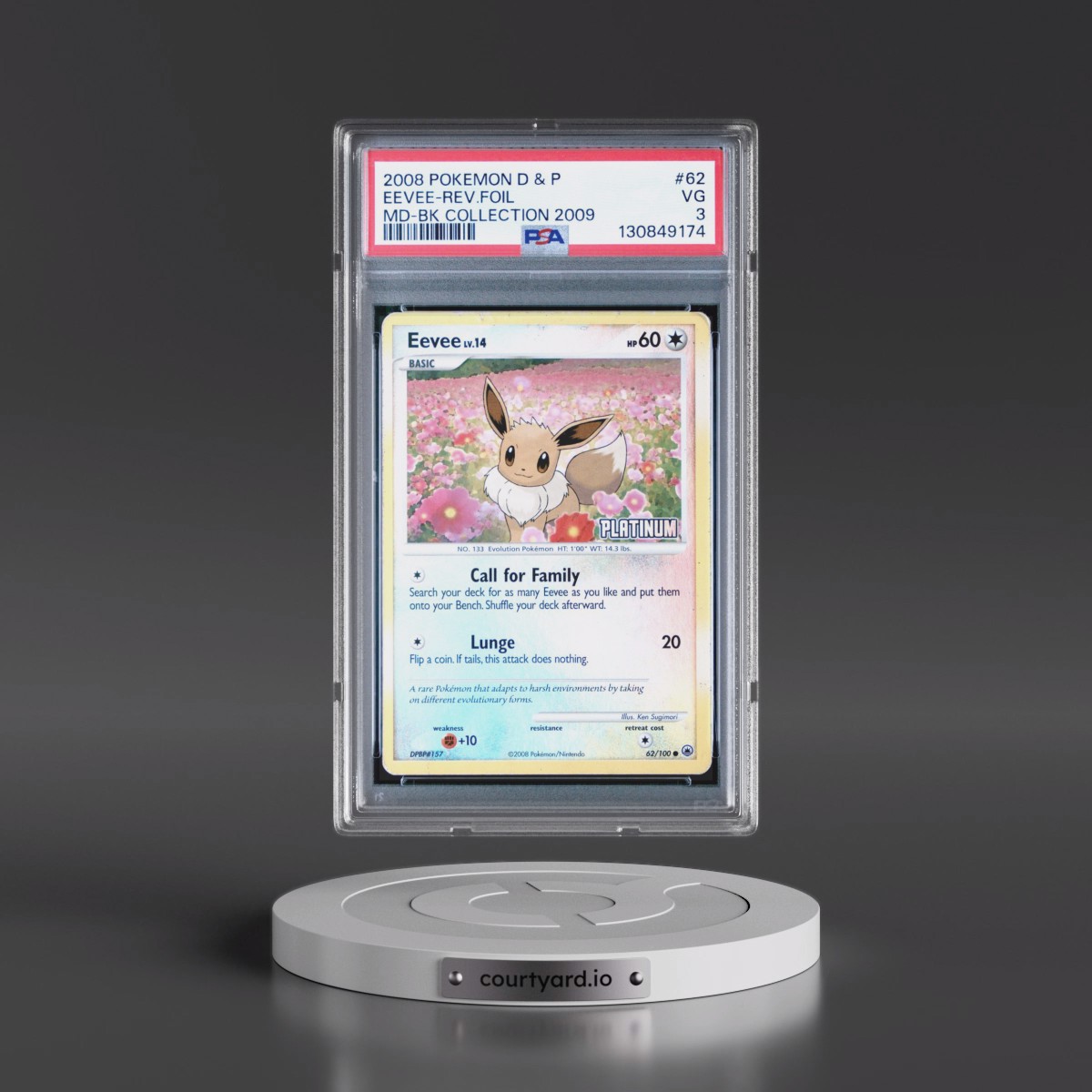 2008 Pokémon Diamond & Pearl Majestic Dawn #62 Eevee - Reverse Foil Burger King Collection 2009 (PSA 3 VG)