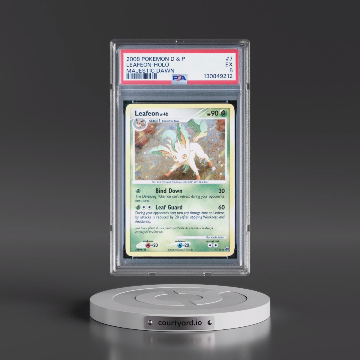 2008 Pokémon Diamond & Pearl Majestic Dawn #7 Leafeon - Holo (PSA 5 EX)
