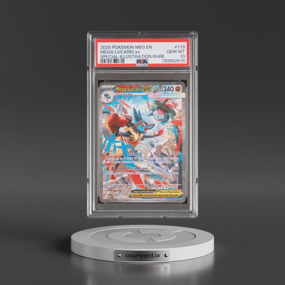 2025 Pokémon Meg EN-Mega Evolution #179 Mega Lucario EX - Holo Special Illustration Rare (PSA 10 GEM MINT)