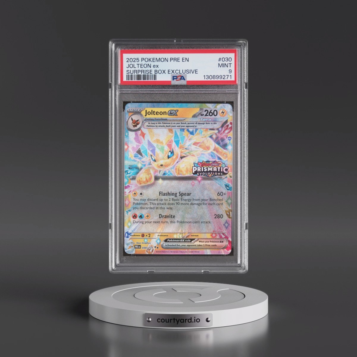 2025 Pokémon Pre EN-Prismatic Evolutions #030 Jolteon EX - Holo Surprise Box Exclusive (PSA 9 MINT)