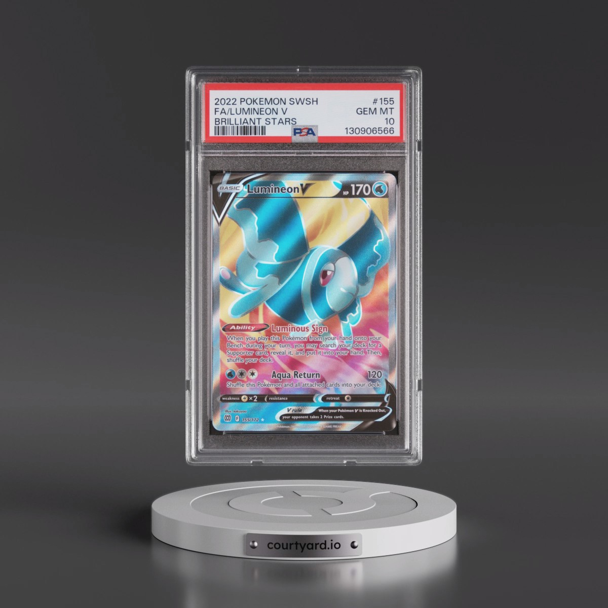 2022 Pokémon Sword & Shield Brilliant Stars #155 Lumineon V - Holo Full Art (PSA 10 GEM MINT)