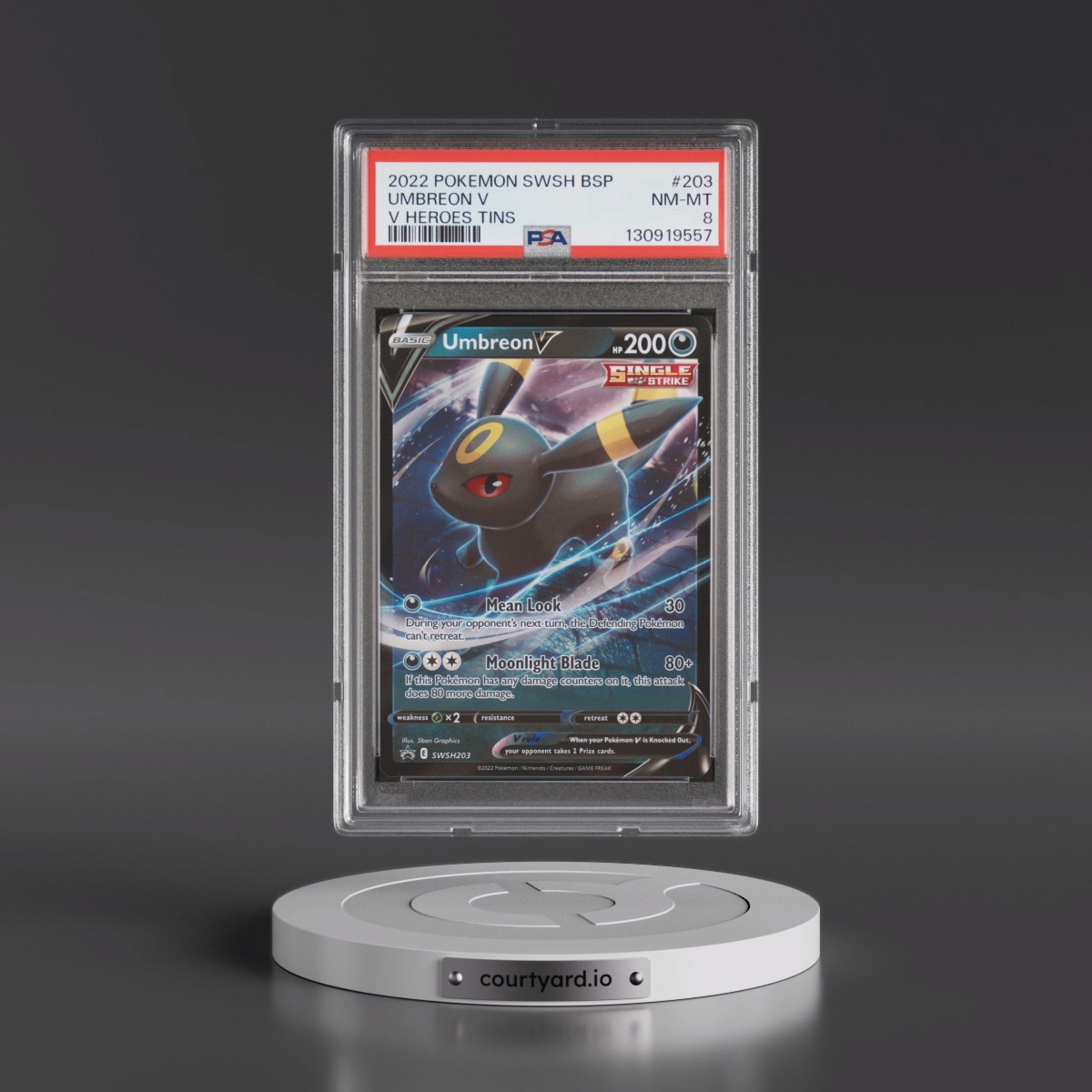 2022 Pokémon Swsh Black Star Promo #203 Umbreon V - Holo V Heroes Tins (PSA 8 NM-MT)