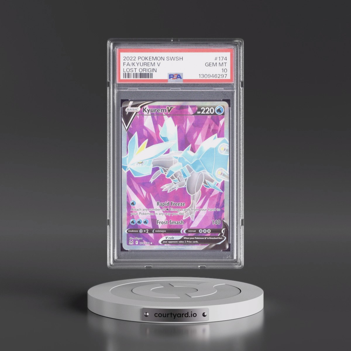 2022 Pokémon Sword & Shield Lost Origin #174 Kyurem V - Holo Full Art (PSA 10 GEM MINT)