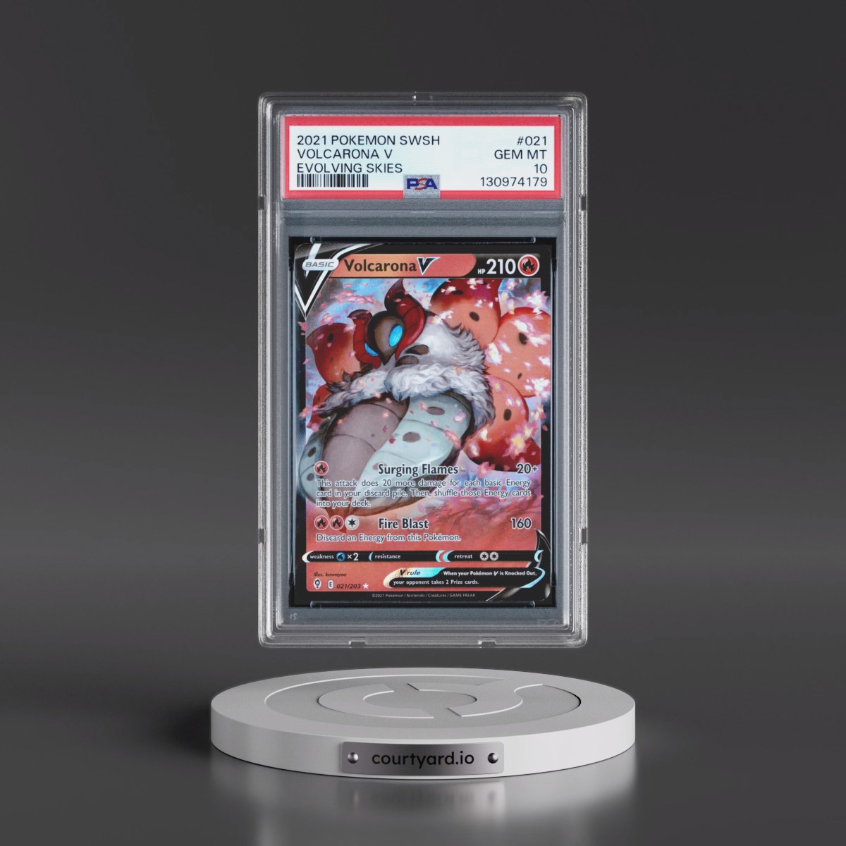 2021 Pokémon Sword & Shield Evolving Skies #021 Volcarona V - Holo (PSA 10 GEM MINT)