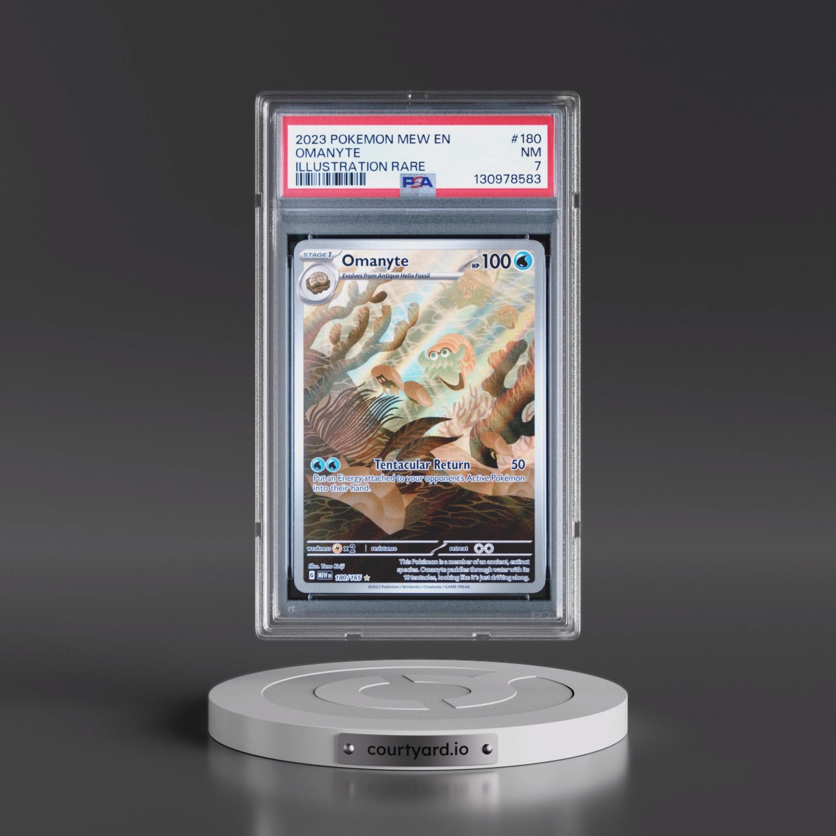 2023 Pokémon Mew EN-151 #180 Omanyte - Illustration Rare (PSA 7 NM)