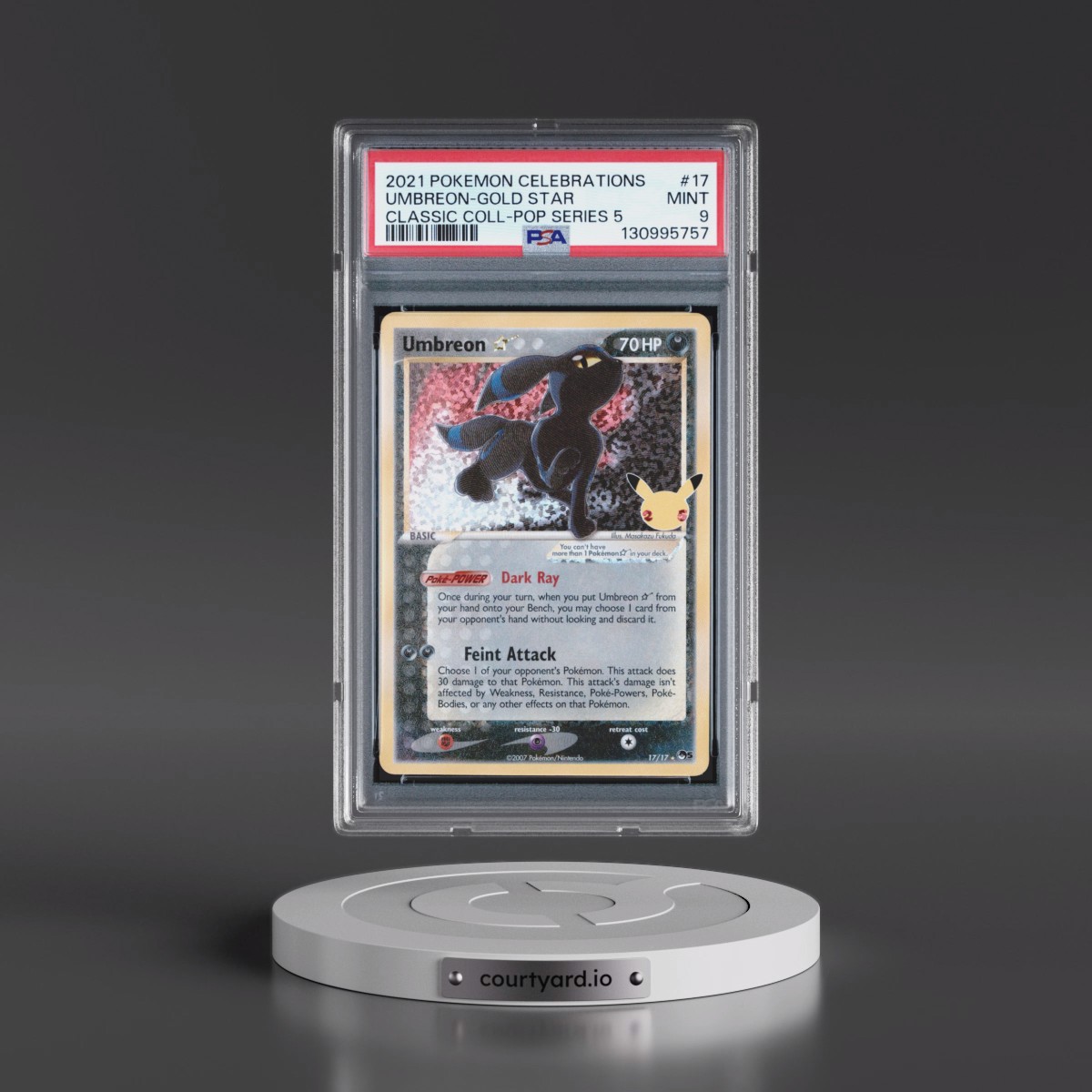 2021 Pokémon Celebrations Classic Collection #17 Umbreon-Gold Star (PSA 9 MINT)