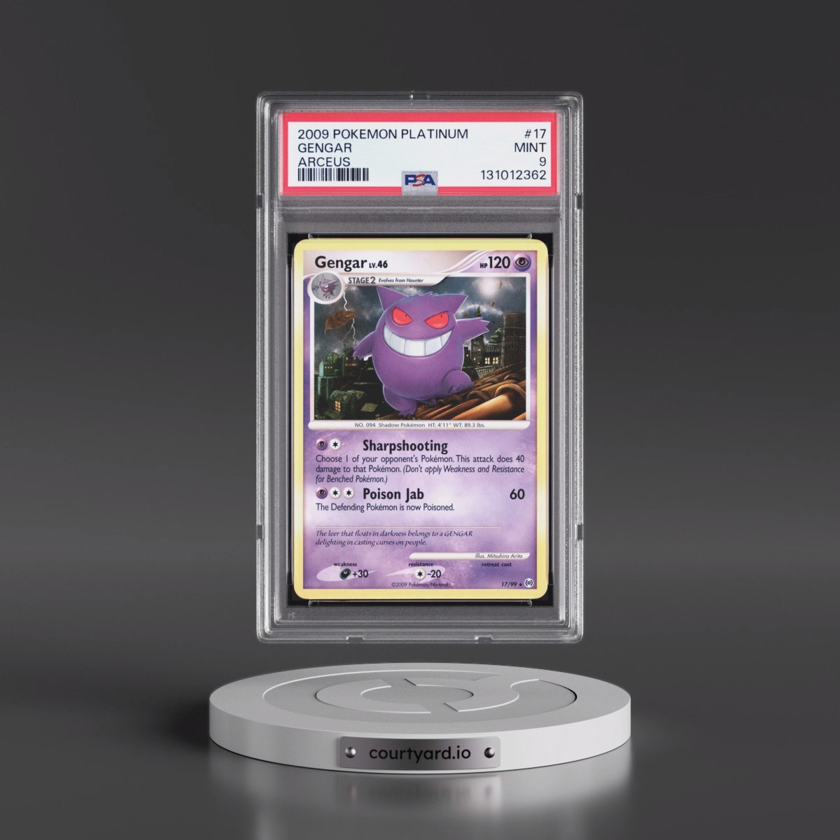 2009 Pokémon Platinum Arceus #17 Gengar (PSA 9 MINT)