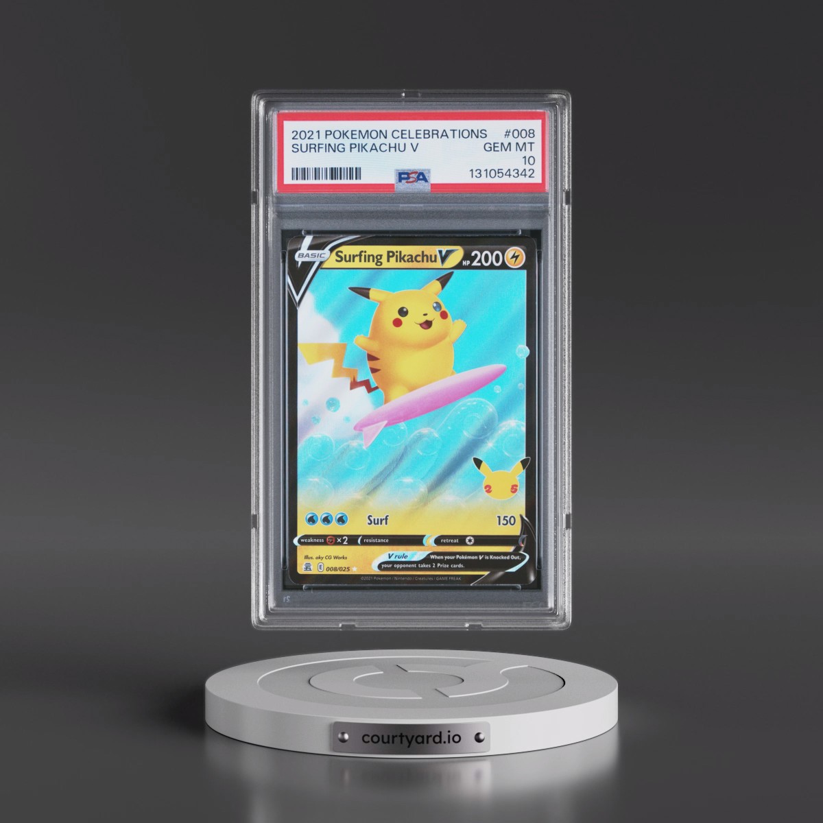 2021 Pokémon Celebrations #008 Surfing Pikachu V - Holo (PSA 10 GEM MINT)