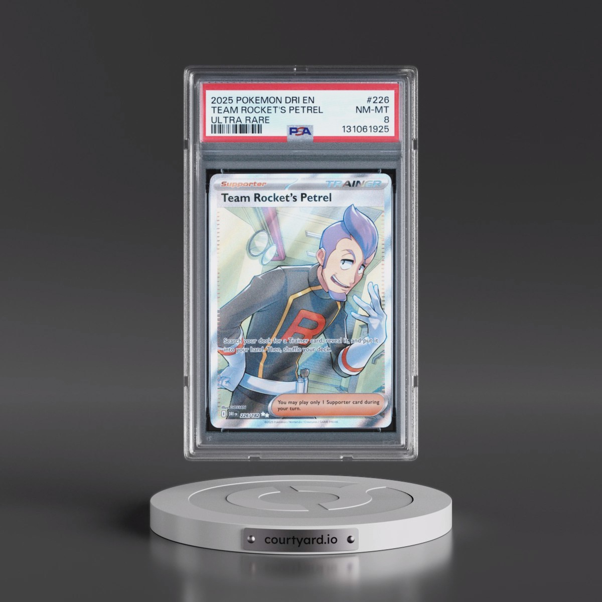 2025 Pokémon Dri EN-Destined Rivals #226 Team Rocket's Petrel - Ultra Rare (PSA 8 NM-MT)