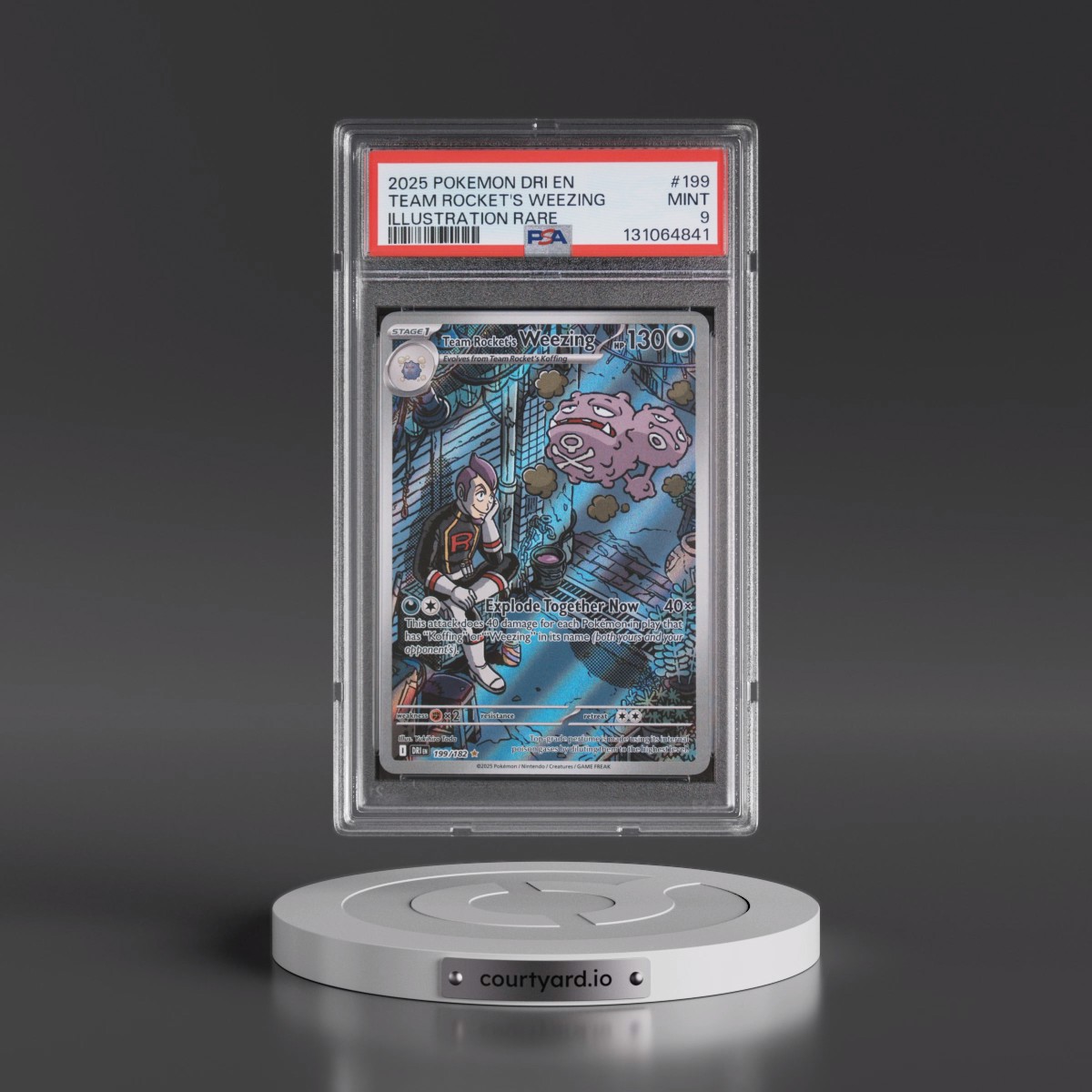 2025 Pokémon Dri EN-Destined Rivals #199 Team Rocket's Weezing - Illustration Rare (PSA 9 MINT)