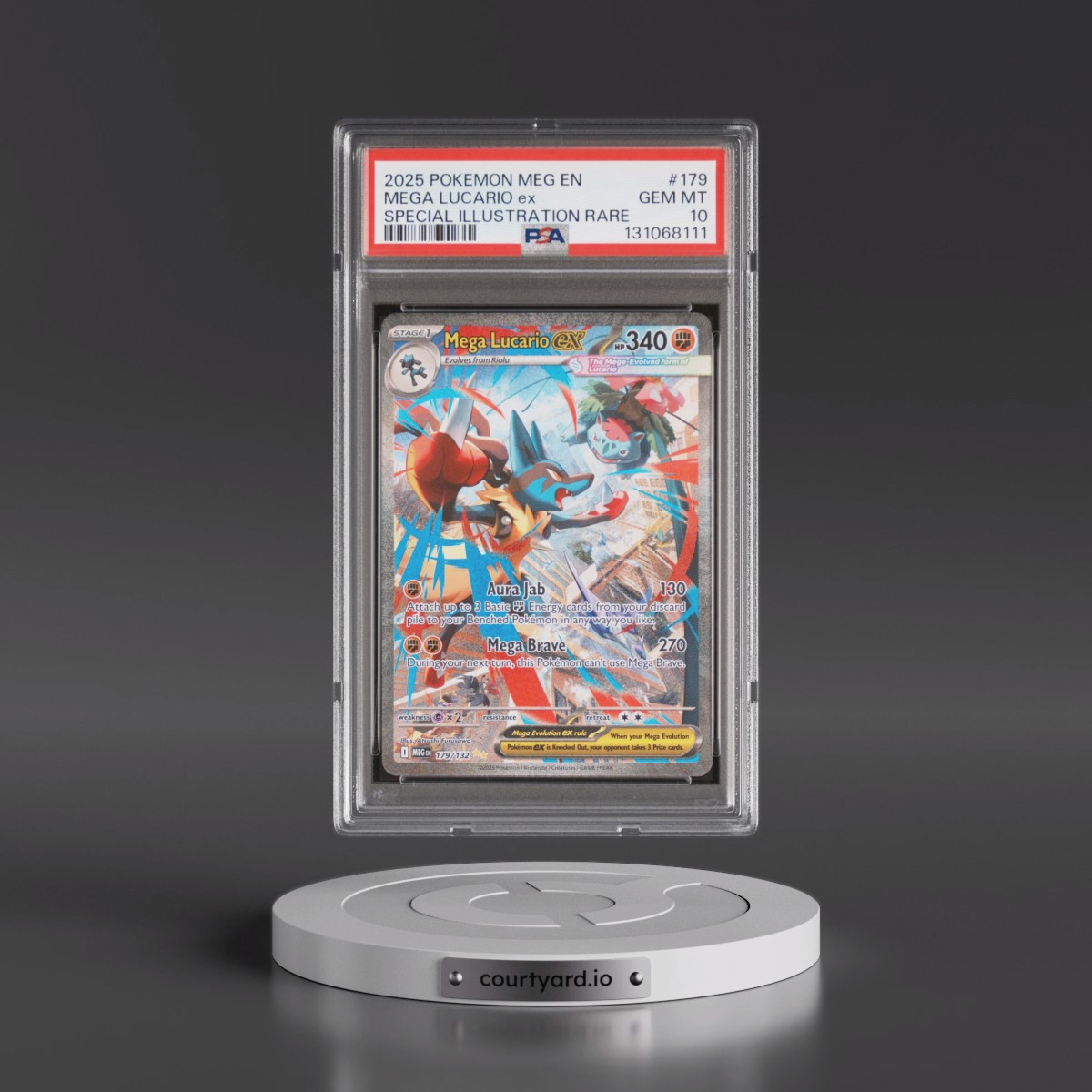 2025 Pokémon Meg EN-Mega Evolution #179 Mega Lucario EX - Holo Special Illustration Rare (PSA 10 GEM MINT)