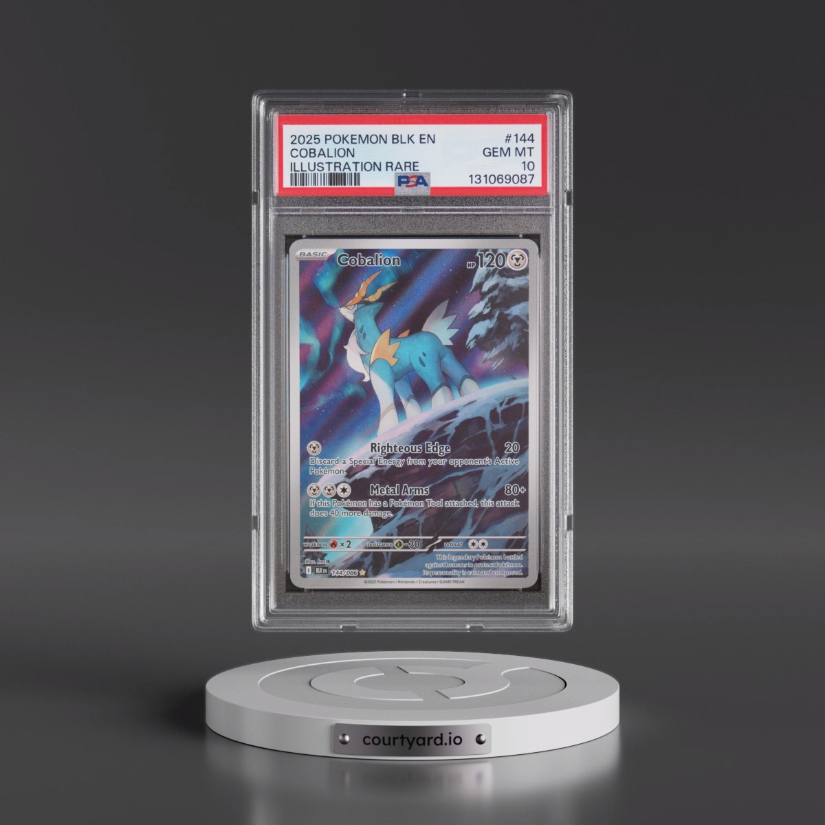 2025 Pokémon Blk EN-Black Bolt #144 Cobalion - Illustration Rare (PSA 10 GEM MINT)