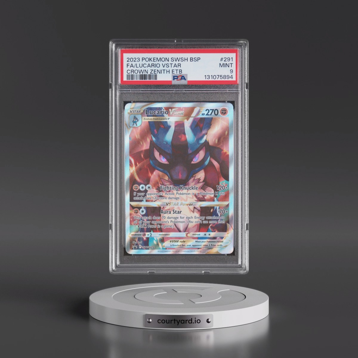 2023 Pokémon Swsh Black Star Promo #291 Lucario Vstar - Full Art Crown Zenith Elite Trainer Box (PSA 9 MINT)