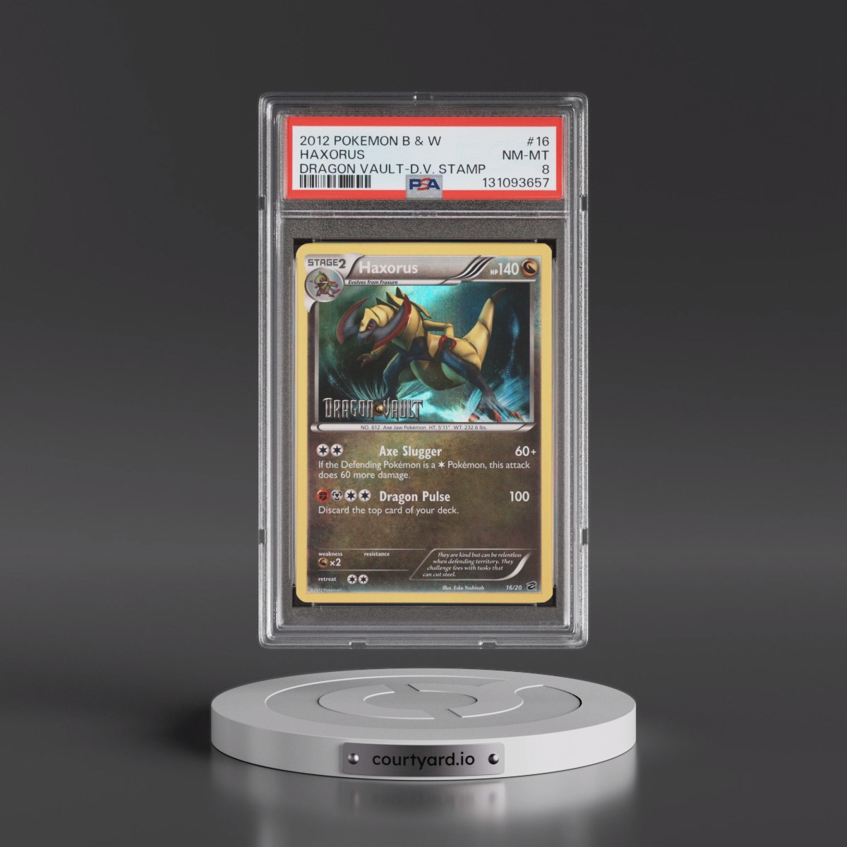 2012 Pokémon Black & White Dragon Vault #16 Haxorus - Dragon Vault Stamp (PSA 8 NM-MT)