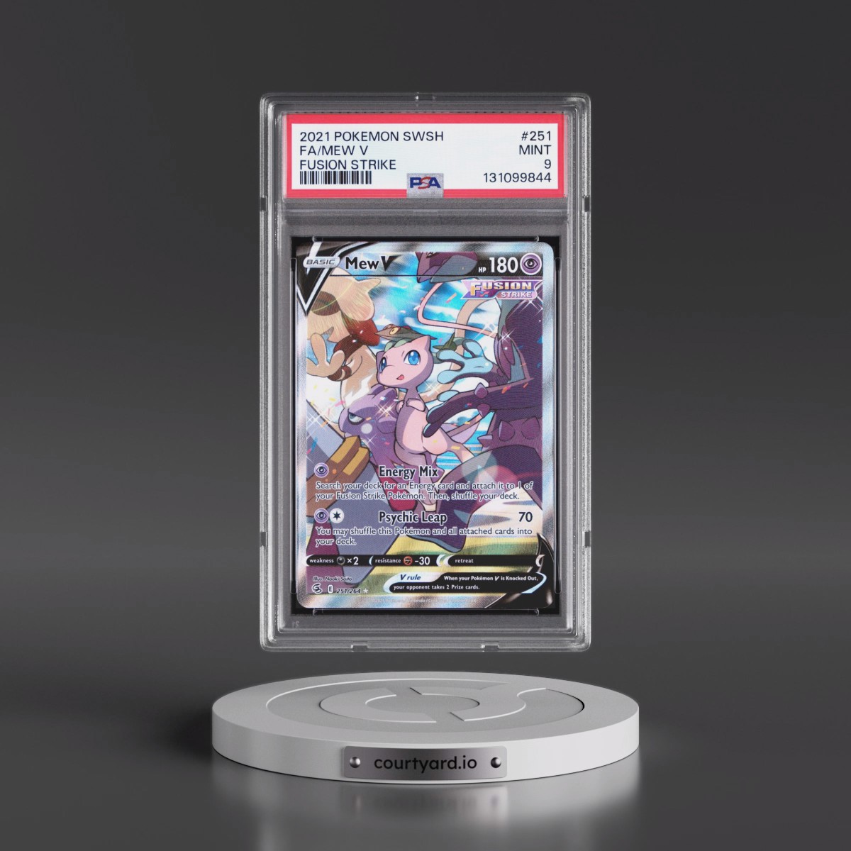 2021 Pokémon Sword & Shield Fusion Strike #251 Mew V - Holo Full Art (PSA 9 MINT)
