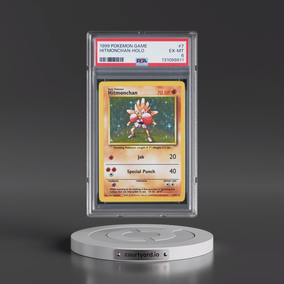 1999 Pokémon Game #7 Hitmonchan - Holo (PSA 6 EX-MT)