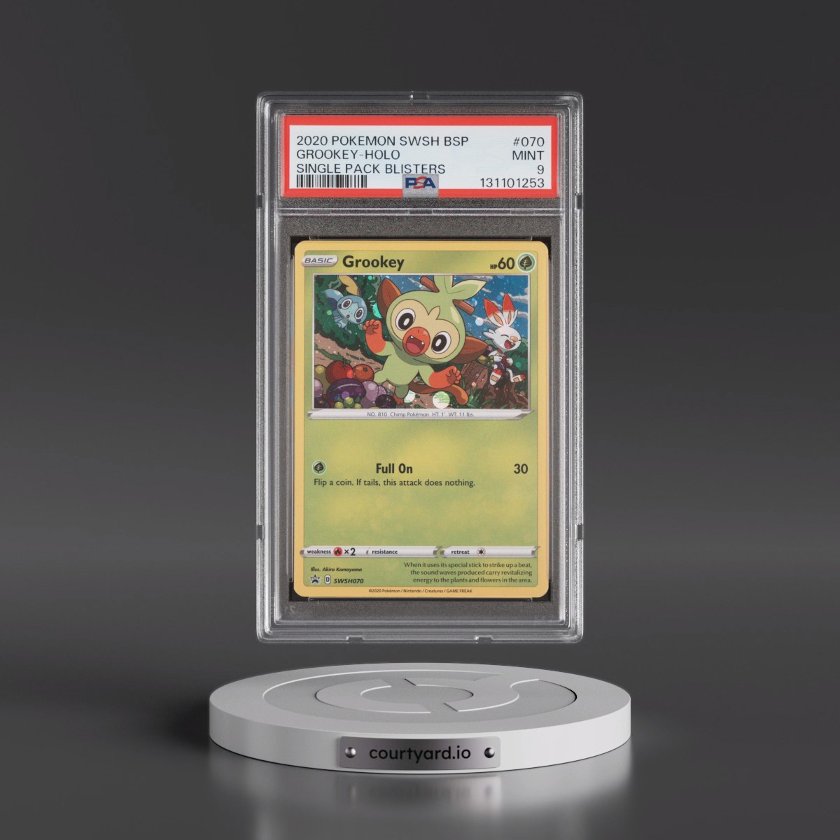2020 Pokémon Swsh Black Star Promo #070 Grookey - Holo Single Pack Blisters (PSA 9 MINT)