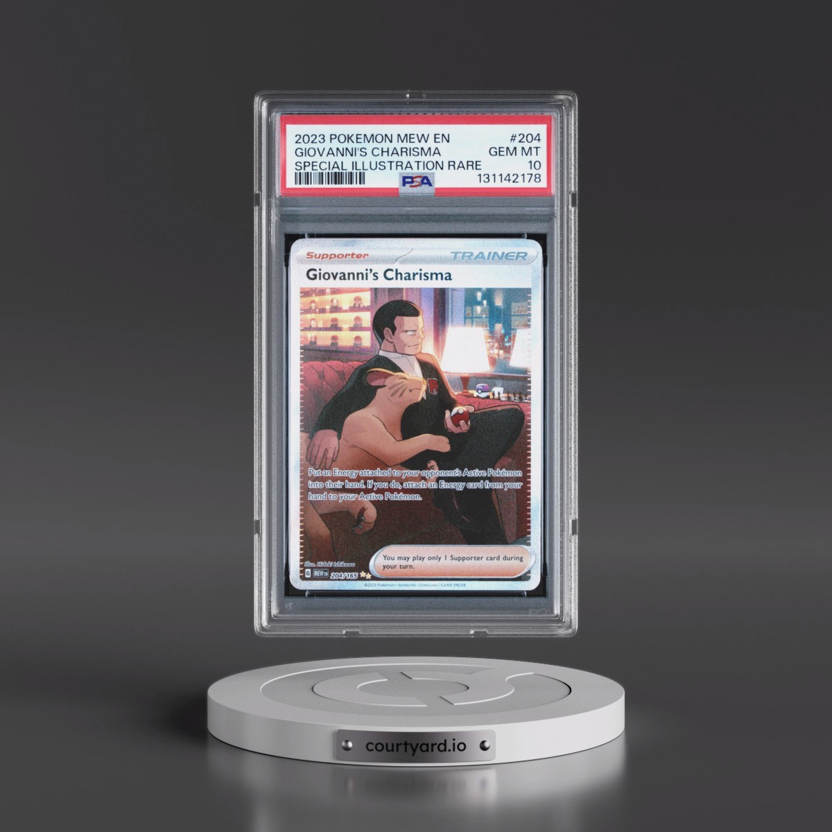 2023 Pokémon Mew EN-151 #204 Giovanni's Charisma - Special Illustration Rare (PSA 10 GEM MINT)