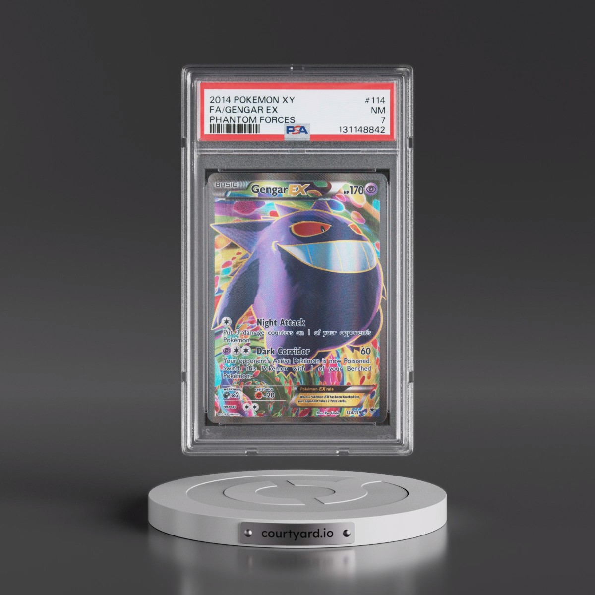 2014 Pokémon XY Phantom Forces #114 Gengar EX - Holo Full Art (PSA 7 NM)
