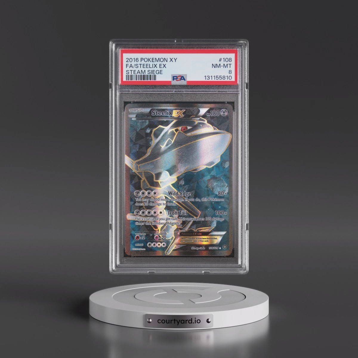 2016 Pokémon XY Steam Siege #108 Steelix EX - Holo Full Art (PSA 8 NM-MT)