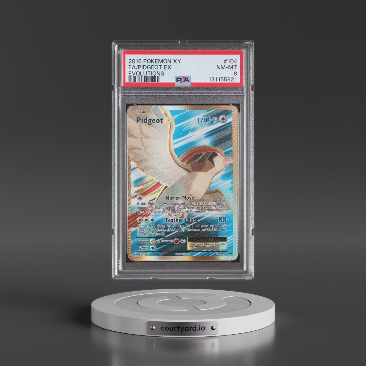 2016 Pokémon XY Evolutions #104 Pidgeot EX - Holo Full Art (PSA 8 NM-MT)